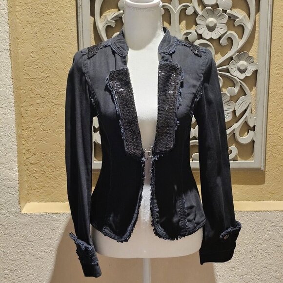 BKE Black S Jacket Vintage Grunge Alternative Punk 1990's Y2K Steampunk Goth - Picture 1 of 15